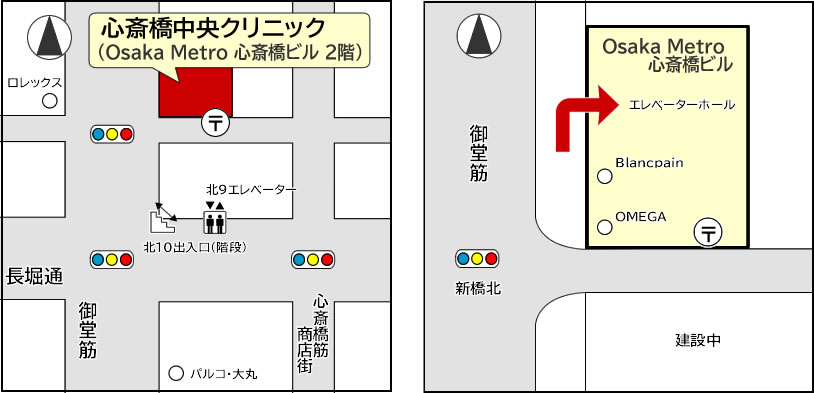 心斎橋駅からの案内図